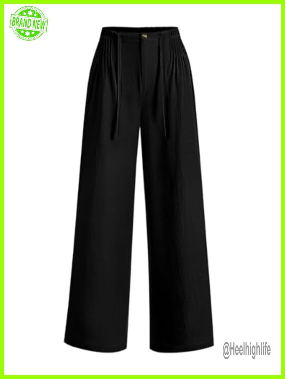 Linen Pants Women Wide Leg Palazzo Elastic Waist Travel Trousers